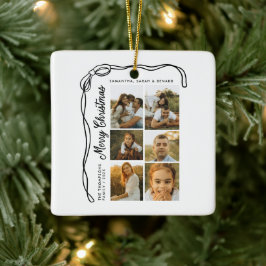 Ornement En Céramique Bow Merry Christmas Family 6 Photos