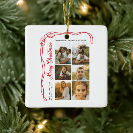 Ornement En Céramique Bow Merry Christmas Family 7 Photos