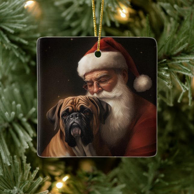 Ornement En Céramique Boxer avec Noël Festif du Père Noël (Arbre)