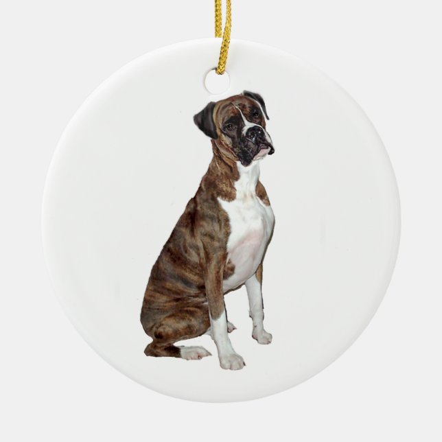 Ornement En Céramique Boxer - broche (oreilles naturelles) (Devant)