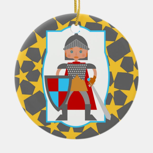 Ornement En Céramique Brave Knight Boy cadeau d'anniversaire (Devant)