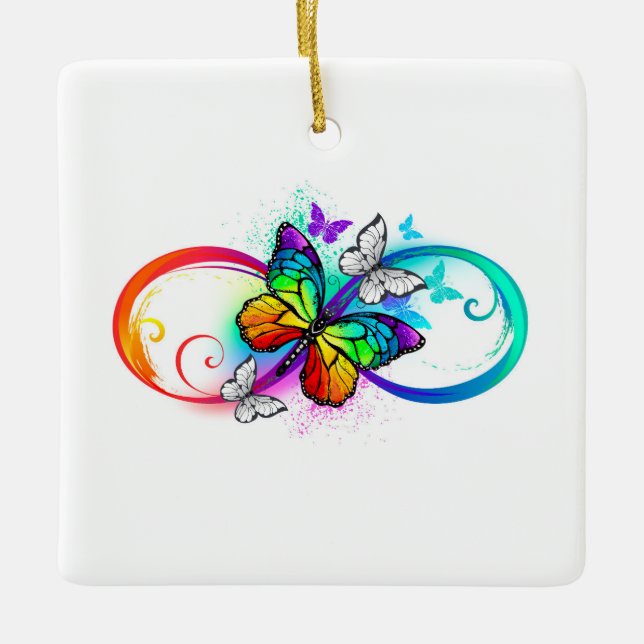 Ornement En Céramique Bright infinity with rainbow butterfly (Devant)