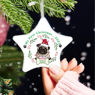 Ornement En Céramique British Bull Dog cadeau de Noël personnalisé