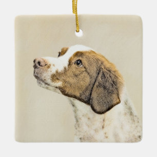 Ornement En Céramique Brittany Paining - Un joli art original de chien