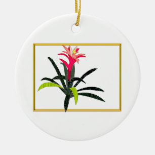 Ornement En Céramique Broméliade de Noël tropicale