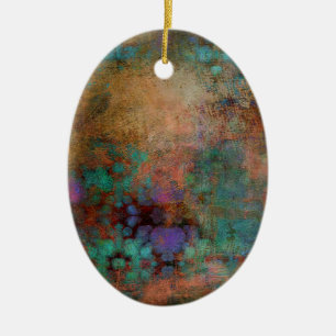 Ornement En Céramique Bronze, Turquoise, violet Abstrait