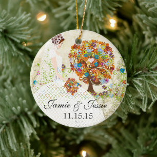 Ornement En Céramique Brunette Birdesmaid Cadeaux Flower Tree