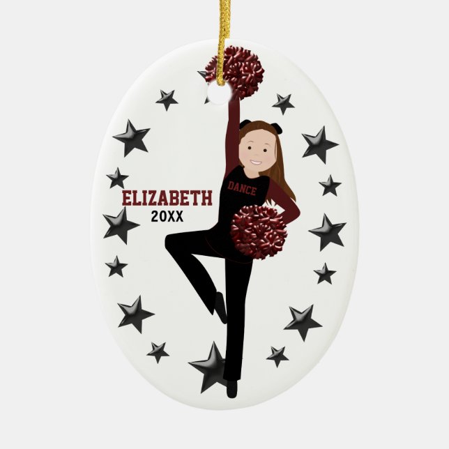 Ornement En Céramique Brunette Pom Squad en noir et marron (Devant)