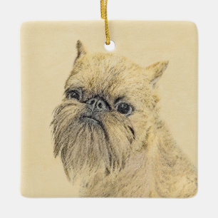 Ornement En Céramique Bruxelles Griffon Peinture - Cute Original Chien A