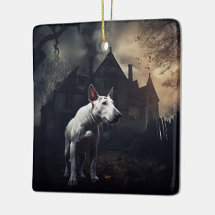 Ornement En Céramique Bull Terrier Halloween Épouvantable