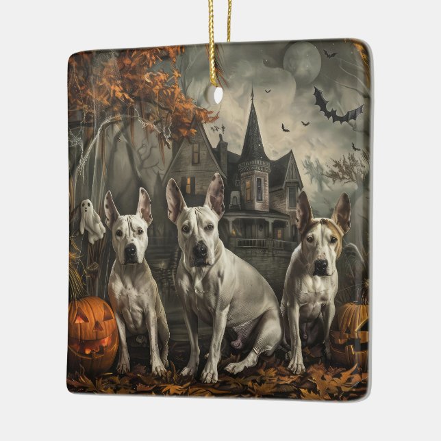 Ornement En Céramique Bull Terrier Halloween Night Doggy Délice (Gauche)