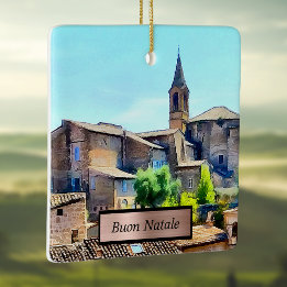 Ornement En Céramique Buon Natale Orvieto Italie Coteau et église