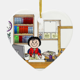 Ornement En Céramique Bureau, femelle - cadeau personnalisé de bande