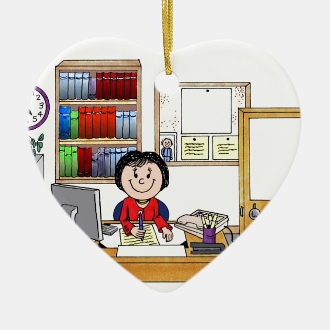 Ornement En Céramique Bureau, femelle - cadeau personnalisé de bande (Devant)
