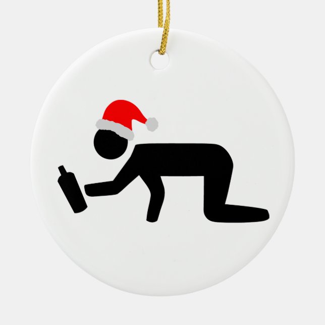 Ornement En Céramique Buveur de Noël (Devant)