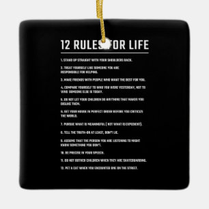 Ornement En Céramique Cadeau Anniversaire 12 Règles pour la vie