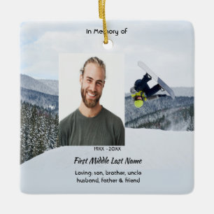 Ornement En Céramique Cadeau commémoratif chrétien de snowboard Hiver