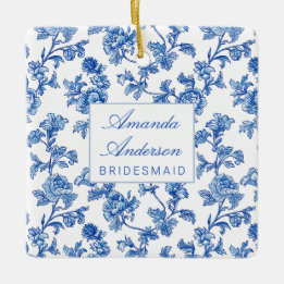 Ornement En Céramique Cadeau de demoiselle d'honneur en chinoiserie bleu