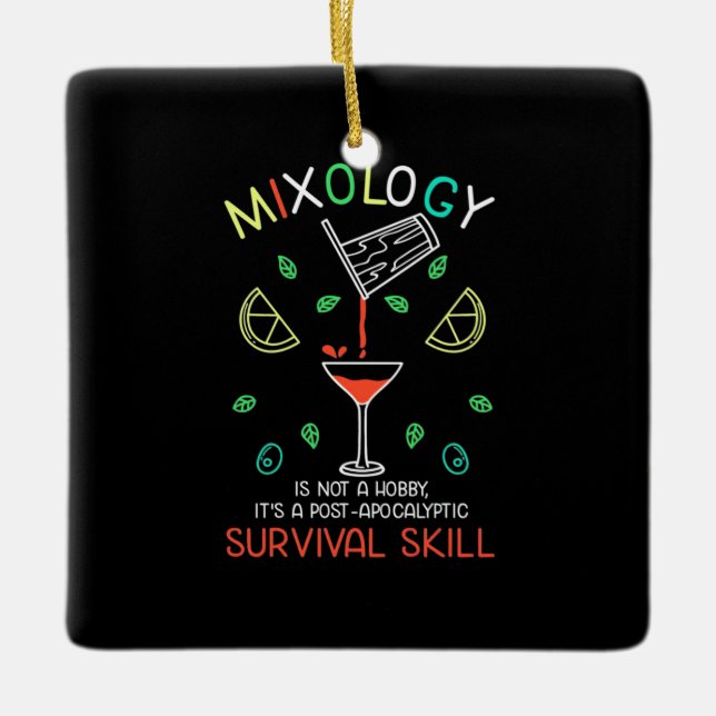 Ornement En Céramique Cadeau de Noël | Bartender Mixologue (Devant)