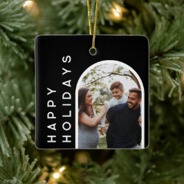 Ornement En Céramique Cadeau de Noël personnalisé | Photo de famille