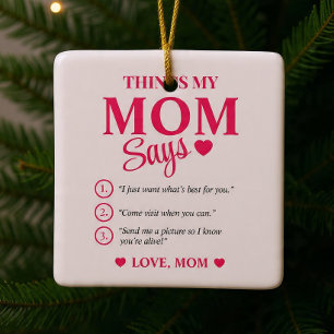 Ornement En Céramique Cadeau de Noël personnalisé pour maman avec des ci