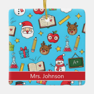 Ornement En Céramique Cadeau de Noël pour enseignant scolaire personnali