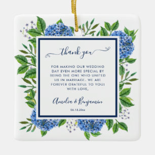 Ornement En Céramique Cadeau de remerciement Hydrangeas pour l'officiant