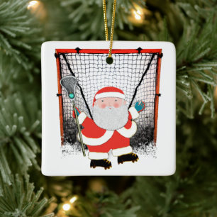 Ornement En Céramique Cadeau de vacances de lacrosse personnalisé