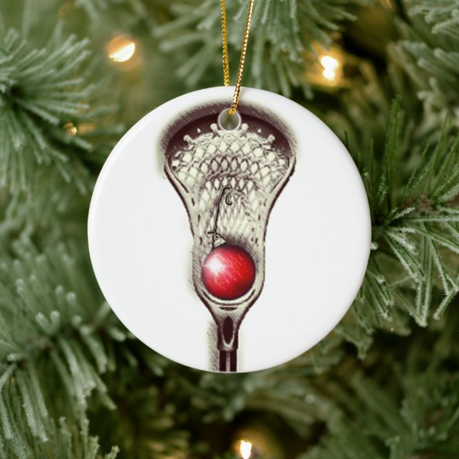 Ornement En Céramique Cadeau de vacances Lacrosse (Arbre)