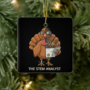 Ornement En Céramique Cadeau drôle de Thanksgiving Robot Dinde Analyste 