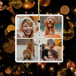 Ornement En Céramique Cadeau Famille photo Noël Cute
