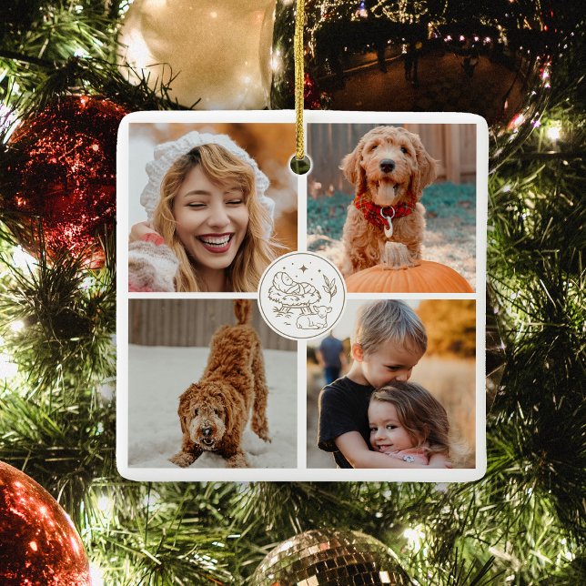 Ornement En Céramique Cadeau Famille photo Noël Cute (Créateur téléchargé)