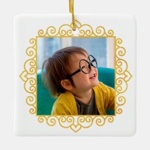 Ornement En Céramique Cadeau Gold Heart Photo Cadeau personnalisé Noël