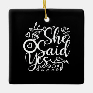 Ornement En Céramique Cadeau mariage Elle Dit Oui