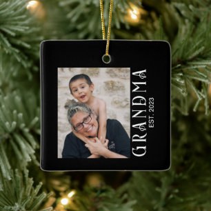 Ornement En Céramique Cadeau photo de grand-mère établie