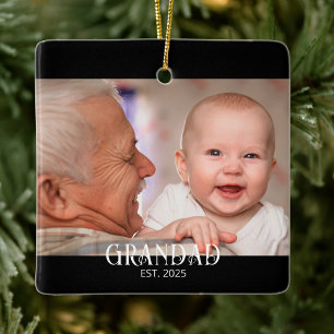 Ornement En Céramique Cadeau Photo de l'Arrivée de Papi