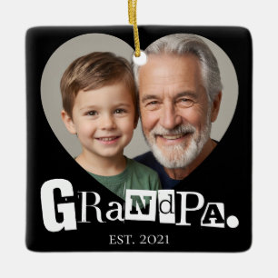 Ornement En Céramique Cadeau Photo de Papy pour Grand-Père