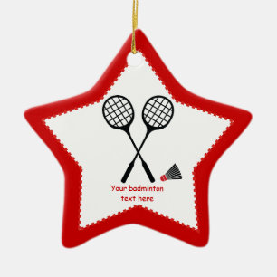Ornement En Céramique Cadeaux de badminton, raquette et billetterie pers