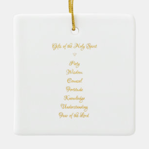 Ornement En Céramique Cadeaux de l'Esprit Saint en 3D Look Script doré