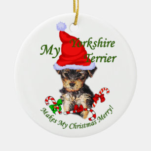 Ornement En Céramique Cadeaux de Noël de Yorkshire Terrier
