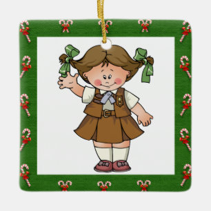 Ornement En Céramique Cadre Candycanes de vert de brune de "brownie"