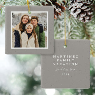 Ornement En Céramique Cadre de spectre photo de Noël neutre simple