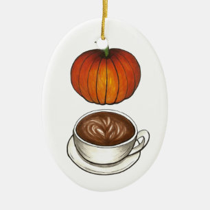 Ornement En Céramique Café Louvain citrouille Épice Fête d'automne