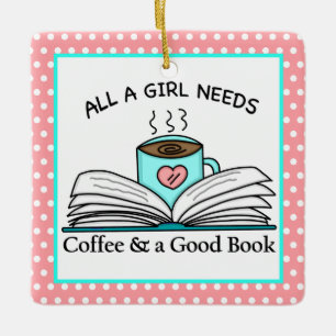 Ornement En Céramique Café personnalisé et bon livre