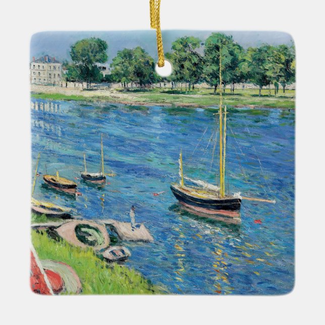 Ornement En Céramique Caillebotte - Seine à Argenteuil, Bateaux à l'ancr (Devant)