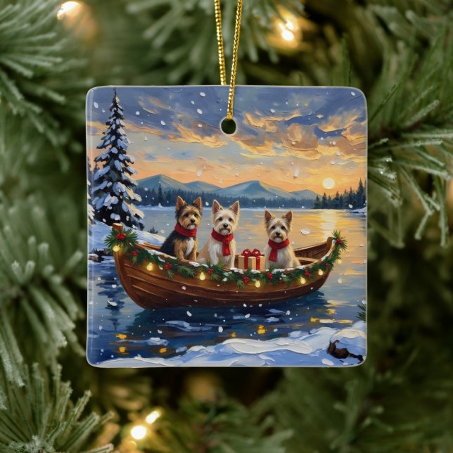 Ornement En Céramique Cairn Terrier Christmas Boat Holiday (Arbre)