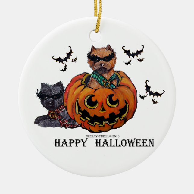 Ornement En Céramique Cairn Terrier Halloween (Devant)