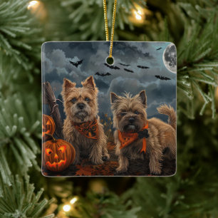 Ornement En Céramique Cairn Terrier Halloween Sombre