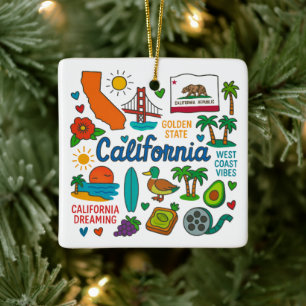 Ornement En Céramique California Custom Family Trip Keepsaké Noël