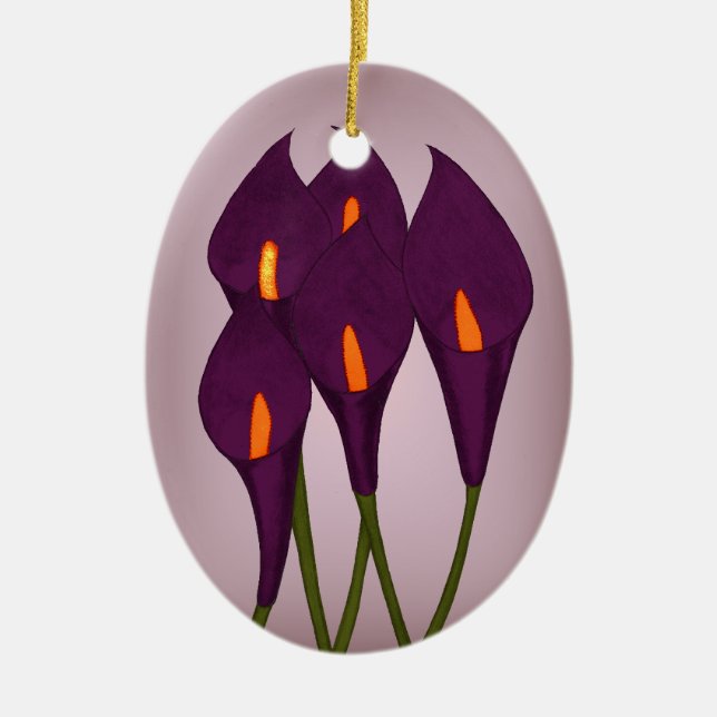 Ornement En Céramique Calla Lilies (violet) (Affichette de porte) (Devant)